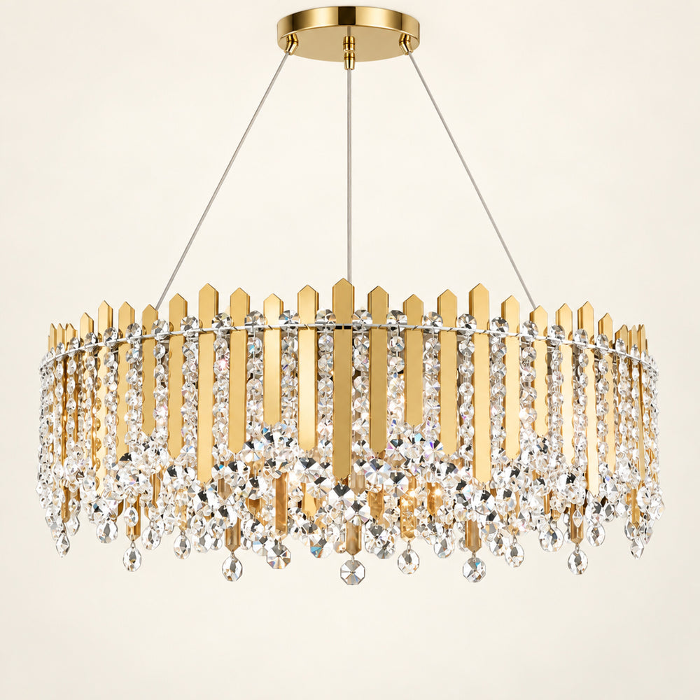 Chatter 12-light pendant in gold mirror on a warm ivory background
