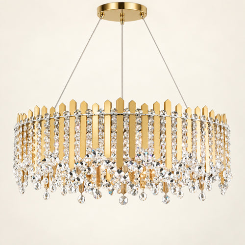 Chatter 12-light pendant in gold mirror on a warm ivory background