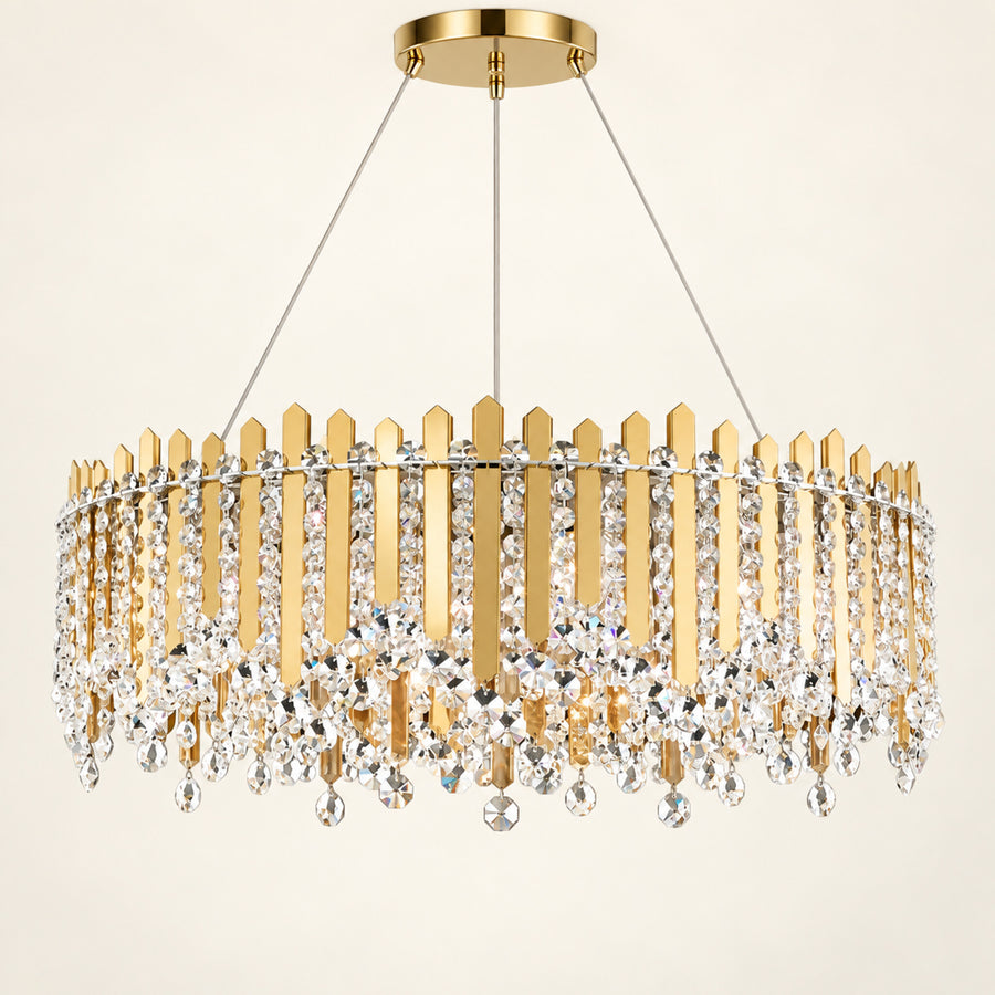 Chatter 12-light pendant in gold mirror on a warm ivory background