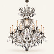 Renaissance Rock Crystal 15-light chandelier in antique pewter on a warm ivory background